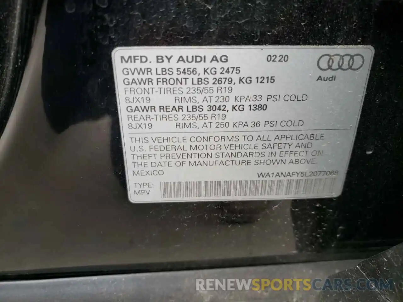 10 Фотография поврежденного автомобиля WA1ANAFY5L2077068 AUDI Q5 2020