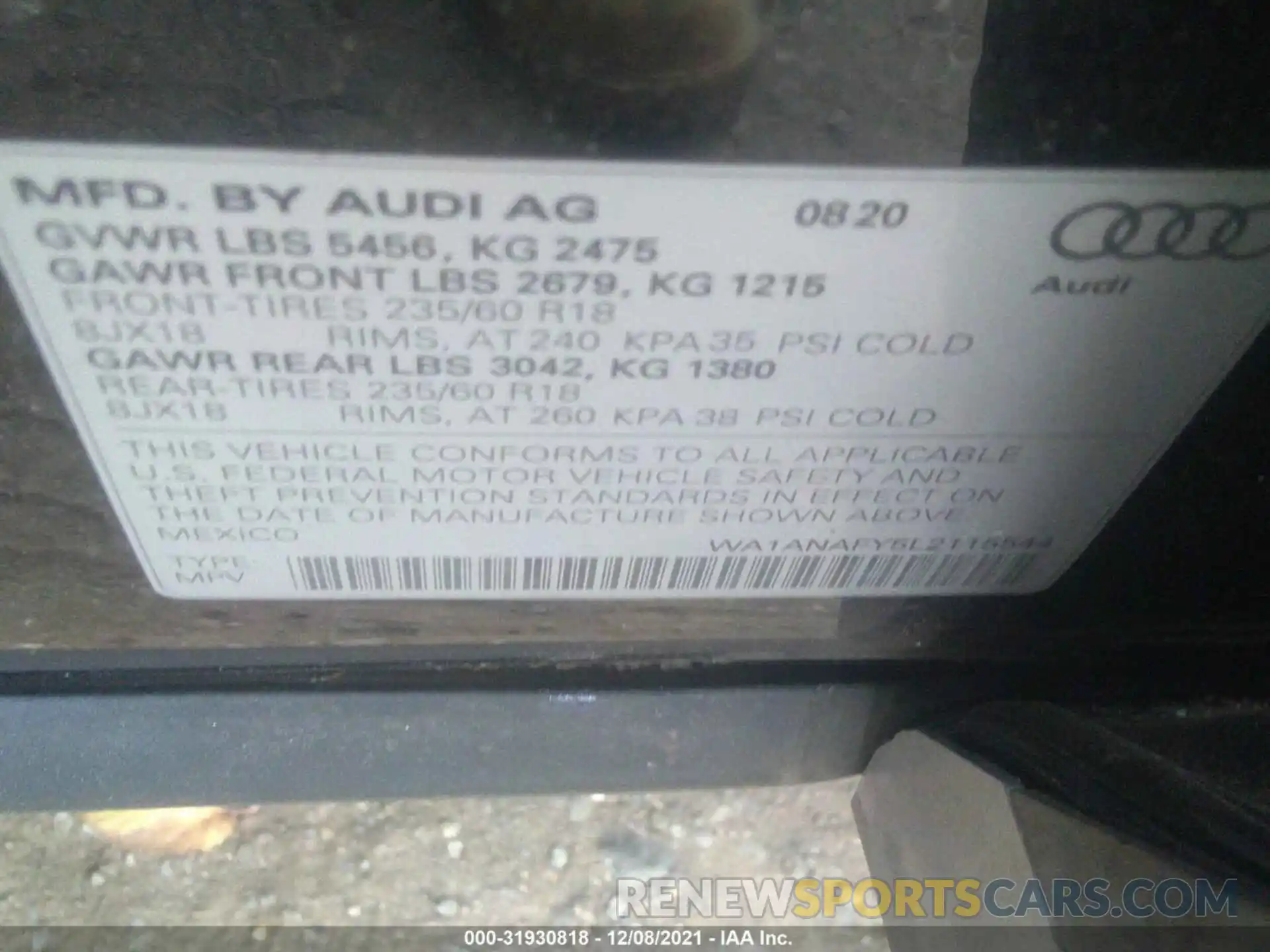 9 Фотография поврежденного автомобиля WA1ANAFY5L2115544 AUDI Q5 2020