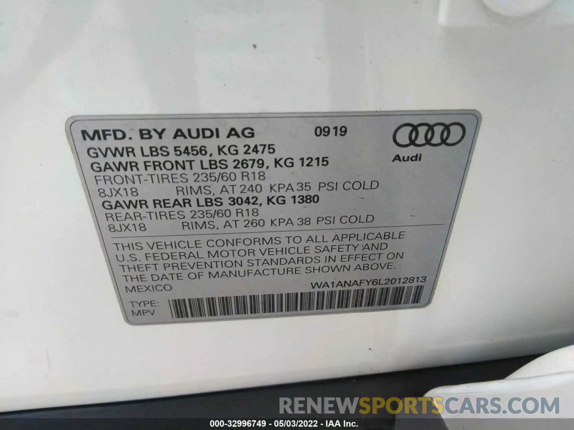 9 Фотография поврежденного автомобиля WA1ANAFY6L2012813 AUDI Q5 2020