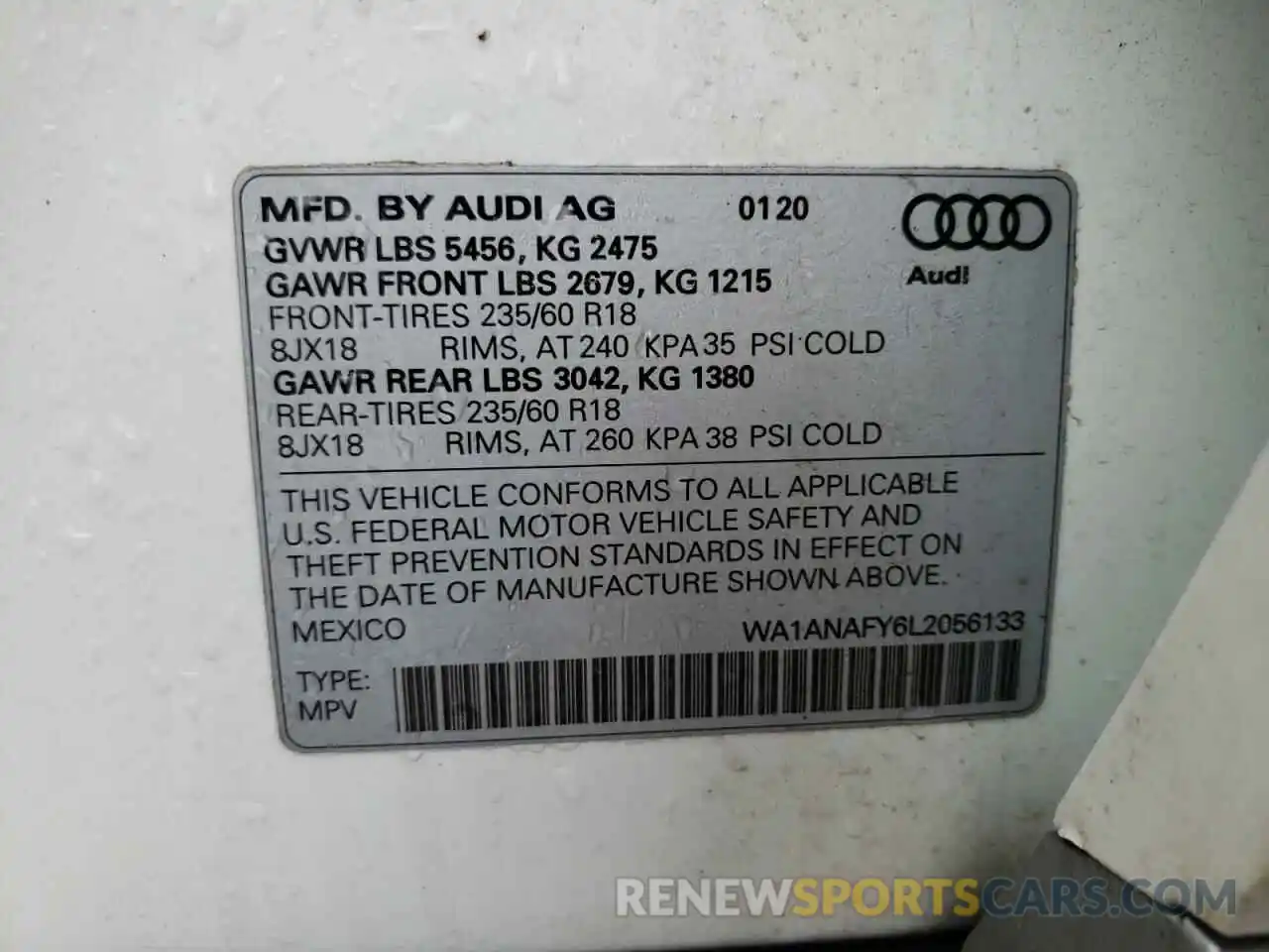 10 Фотография поврежденного автомобиля WA1ANAFY6L2056133 AUDI Q5 2020