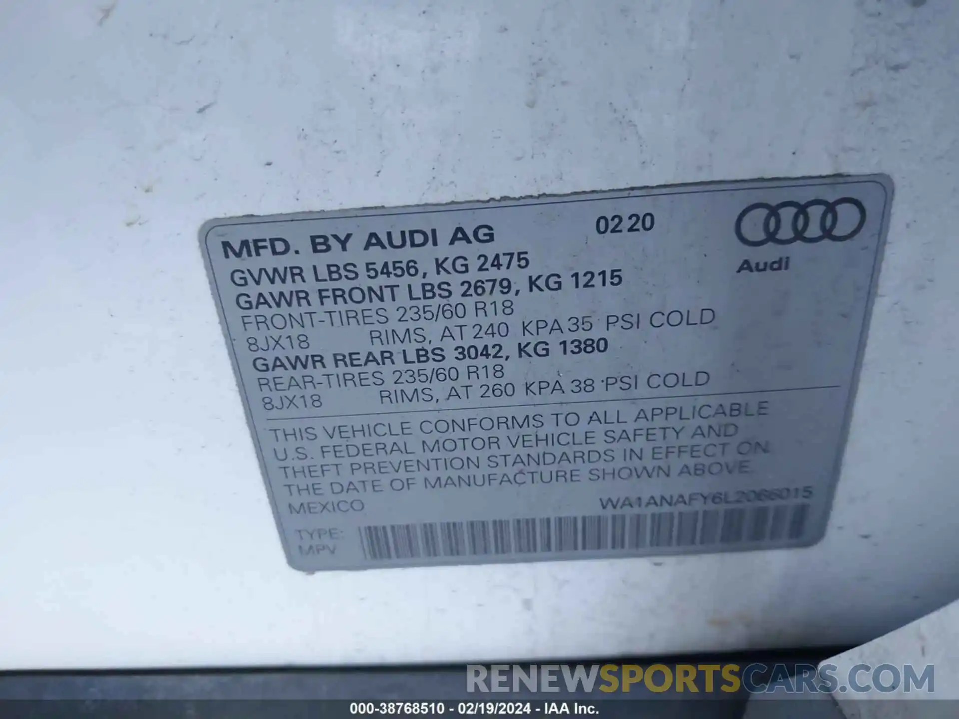 9 Photograph of a damaged car WA1ANAFY6L2066015 AUDI Q5 2020