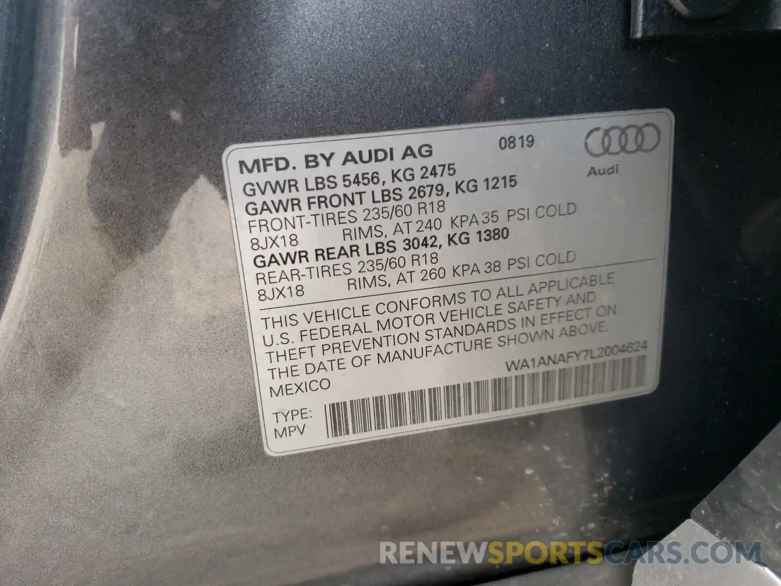 10 Фотография поврежденного автомобиля WA1ANAFY7L2004624 AUDI Q5 2020