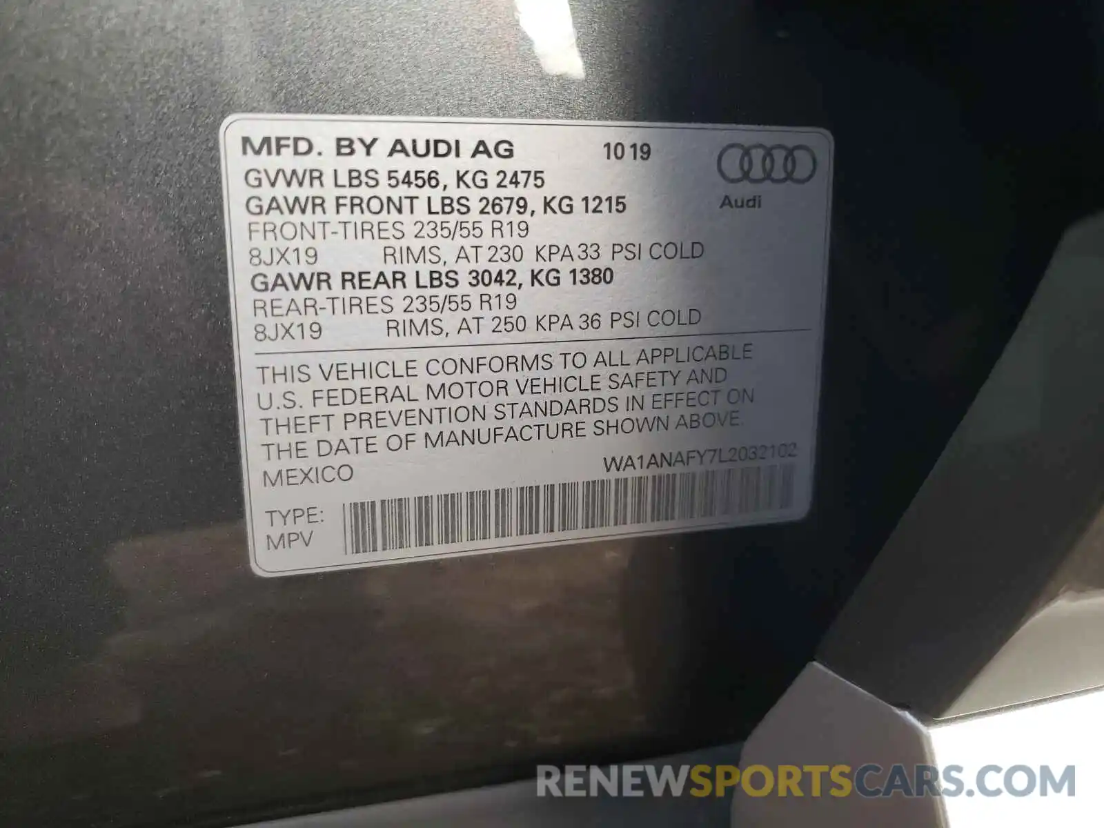 10 Фотография поврежденного автомобиля WA1ANAFY7L2032102 AUDI Q5 2020