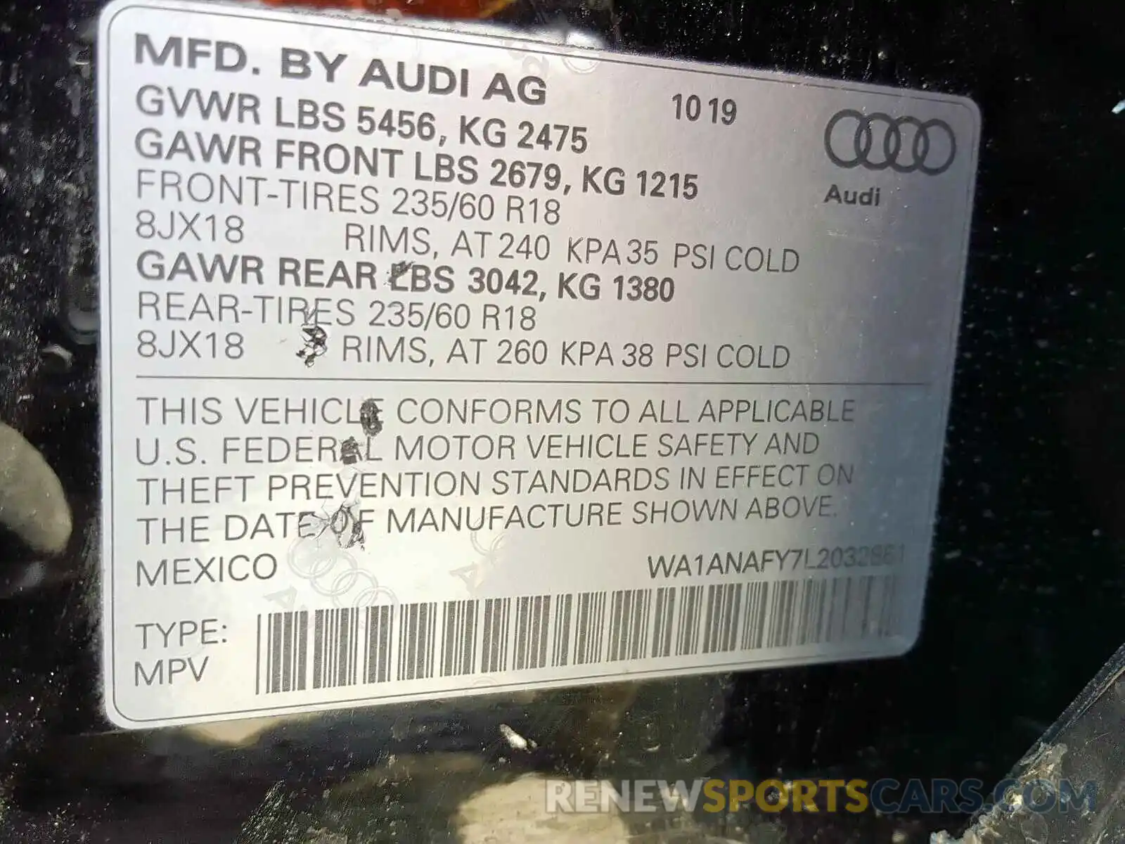 10 Фотография поврежденного автомобиля WA1ANAFY7L2032861 AUDI Q5 2020