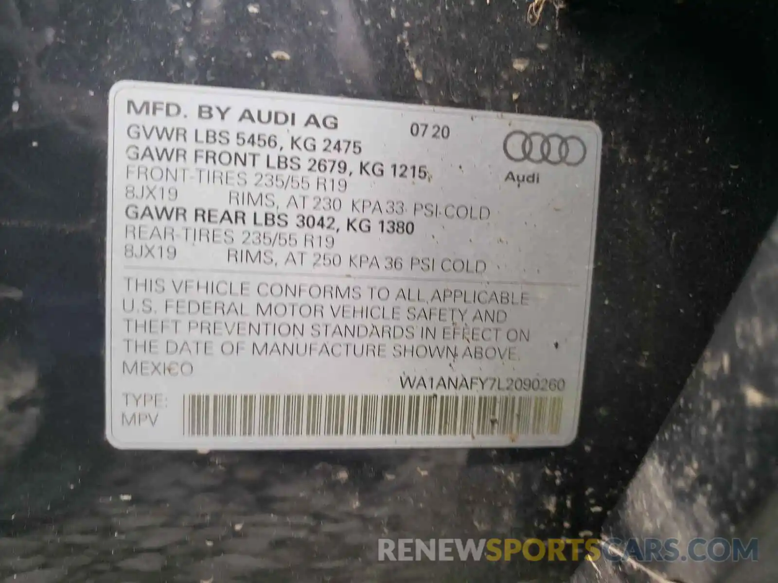 10 Photograph of a damaged car WA1ANAFY7L2090260 AUDI Q5 2020