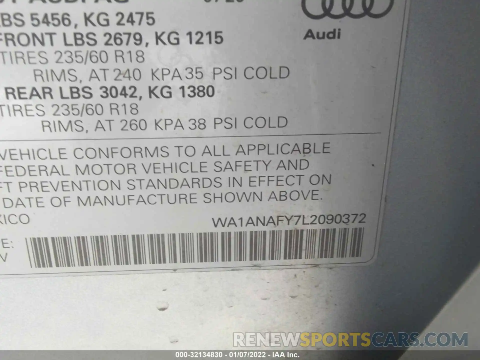 9 Фотография поврежденного автомобиля WA1ANAFY7L2090372 AUDI Q5 2020