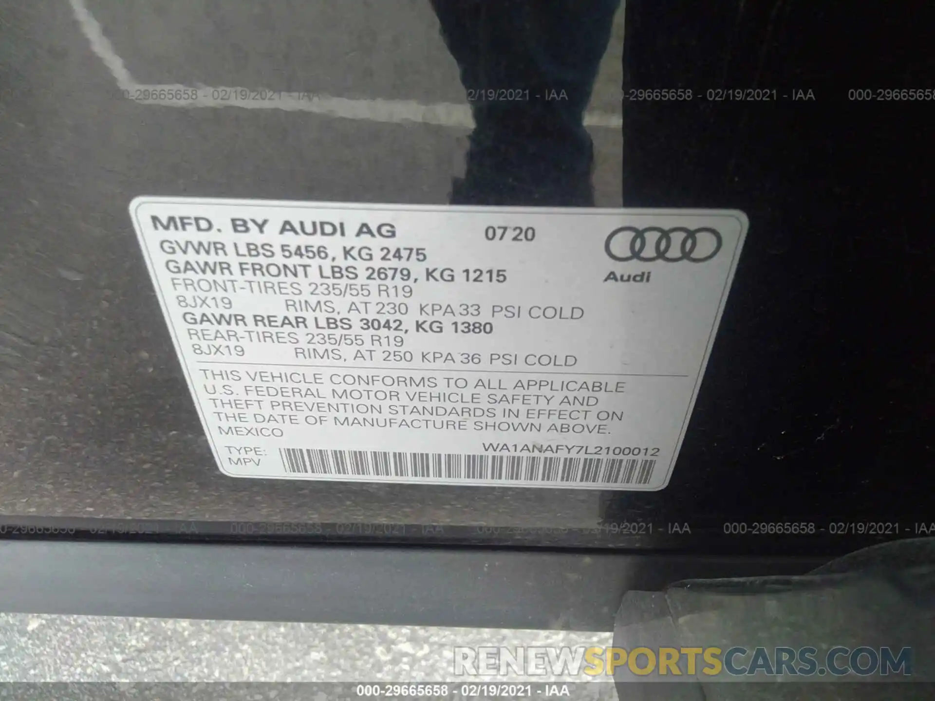 9 Фотография поврежденного автомобиля WA1ANAFY7L2100012 AUDI Q5 2020