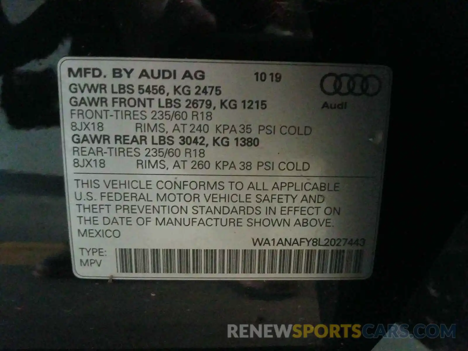 10 Фотография поврежденного автомобиля WA1ANAFY8L2027443 AUDI Q5 2020