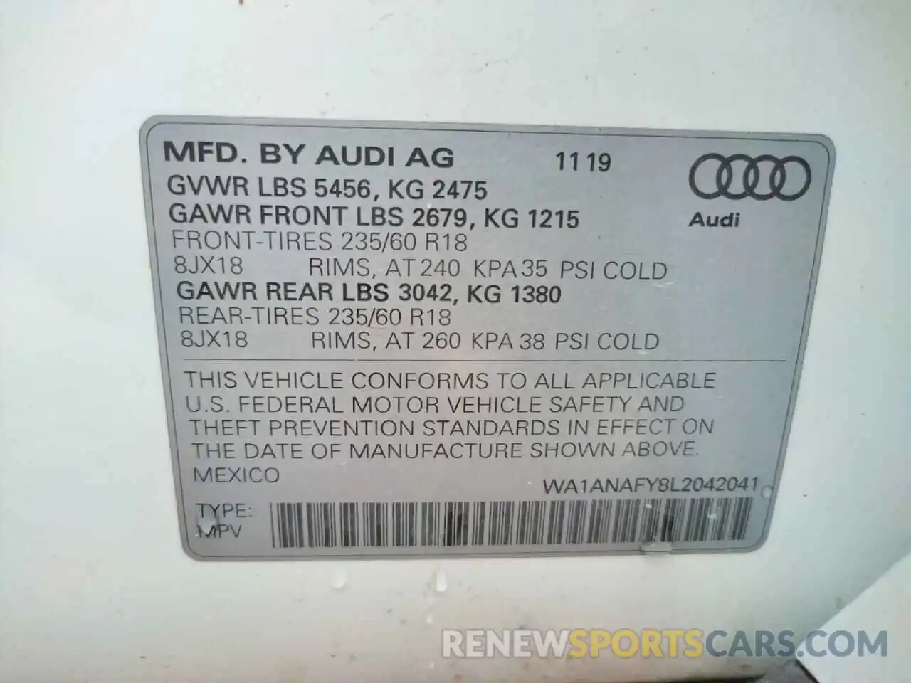 10 Фотография поврежденного автомобиля WA1ANAFY8L2042041 AUDI Q5 2020