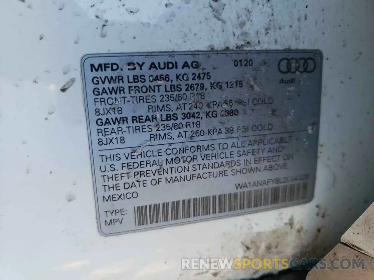 10 Photograph of a damaged car WA1ANAFY8L2064329 AUDI Q5 2020