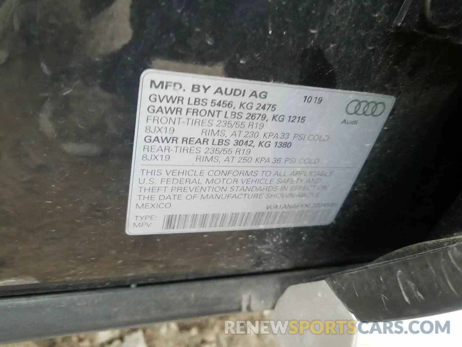 10 Photograph of a damaged car WA1ANAFYXL2034541 AUDI Q5 2020