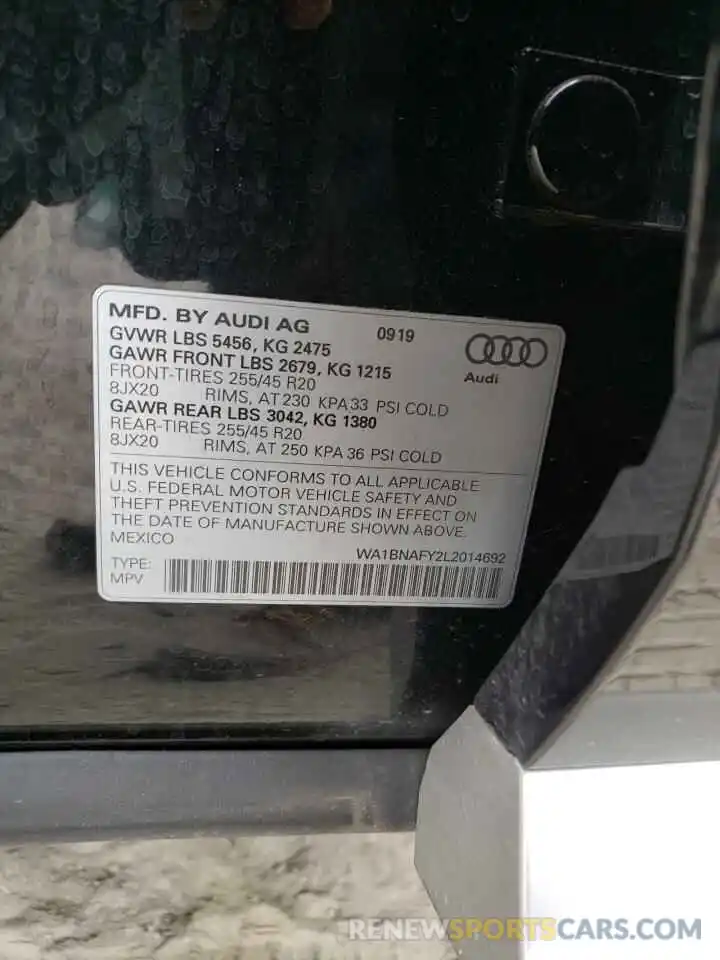 10 Фотография поврежденного автомобиля WA1BNAFY2L2014692 AUDI Q5 2020