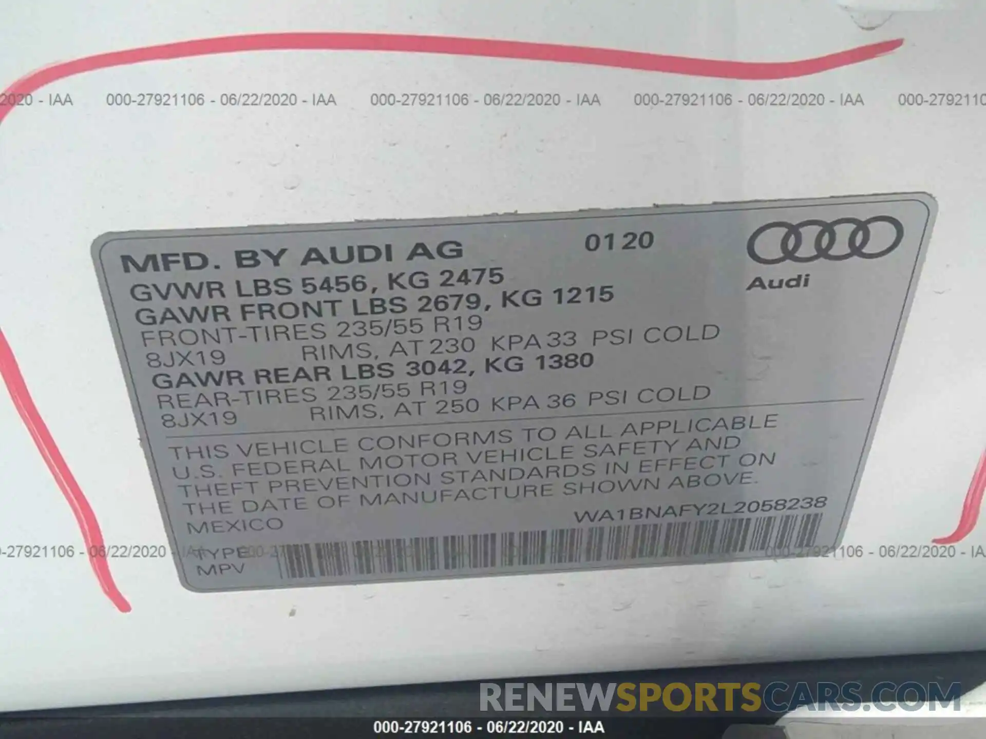 9 Фотография поврежденного автомобиля WA1BNAFY2L2058238 AUDI Q5 2020