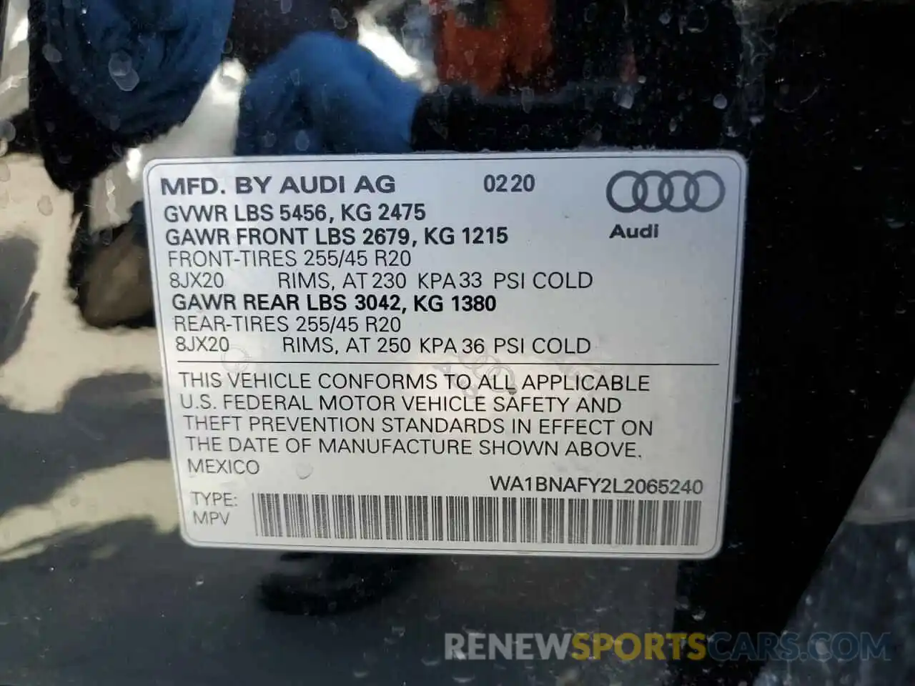 10 Фотография поврежденного автомобиля WA1BNAFY2L2065240 AUDI Q5 2020