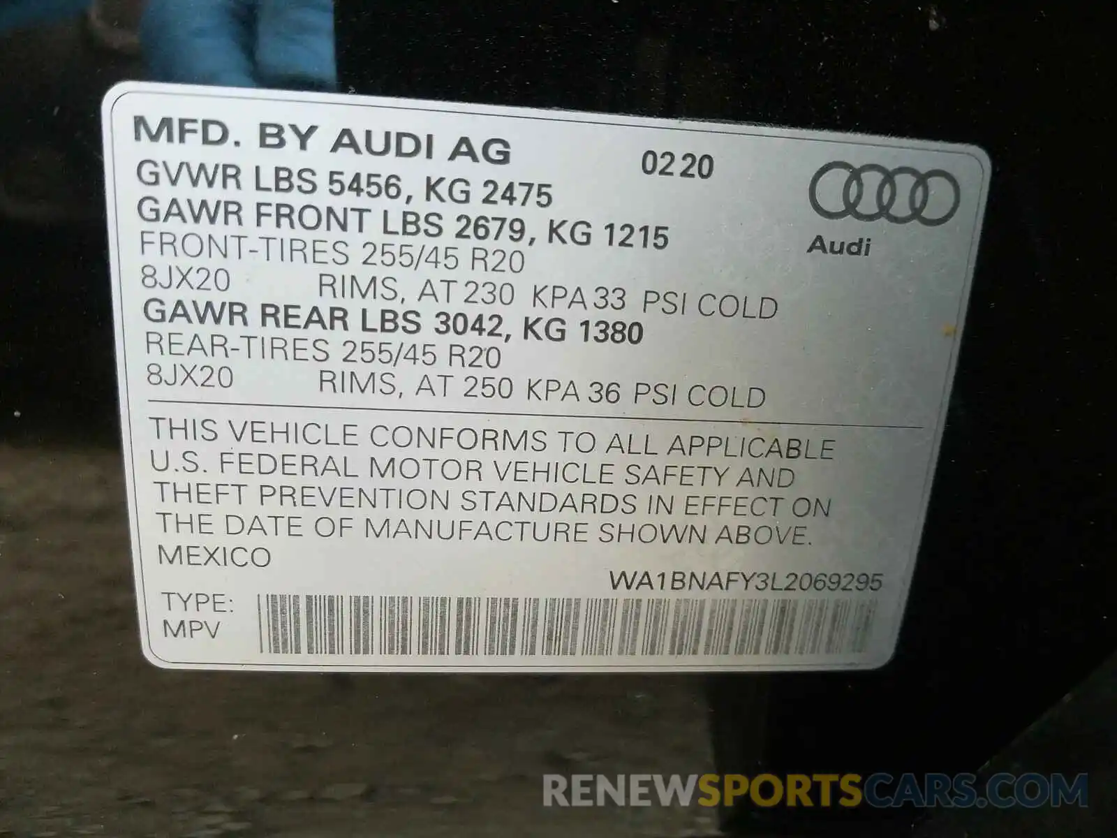 10 Фотография поврежденного автомобиля WA1BNAFY3L2069295 AUDI Q5 2020