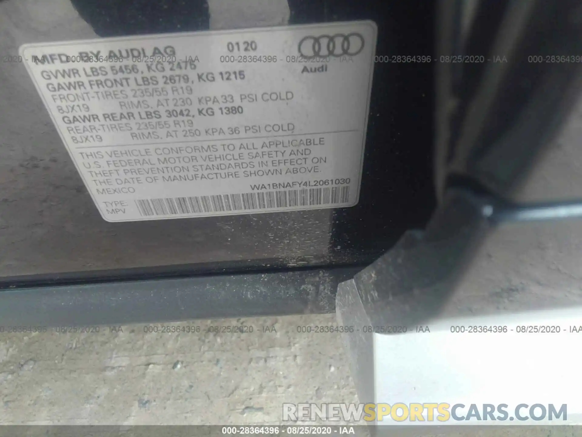 9 Фотография поврежденного автомобиля WA1BNAFY4L2061030 AUDI Q5 2020