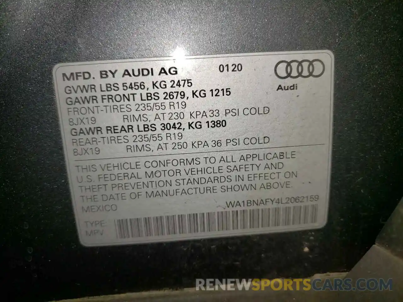 10 Фотография поврежденного автомобиля WA1BNAFY4L2062159 AUDI Q5 2020