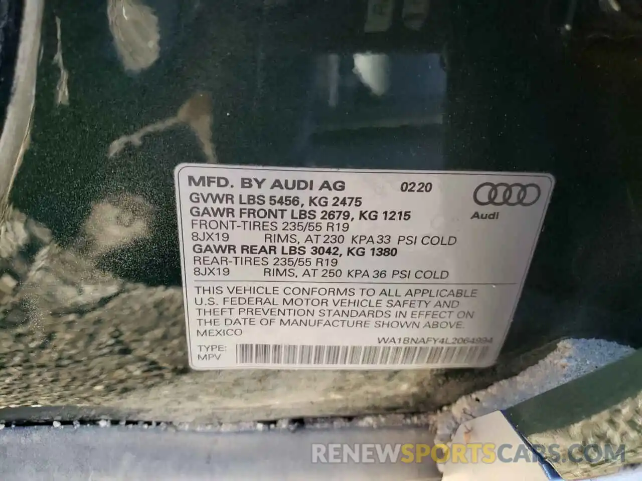 10 Фотография поврежденного автомобиля WA1BNAFY4L2064994 AUDI Q5 2020