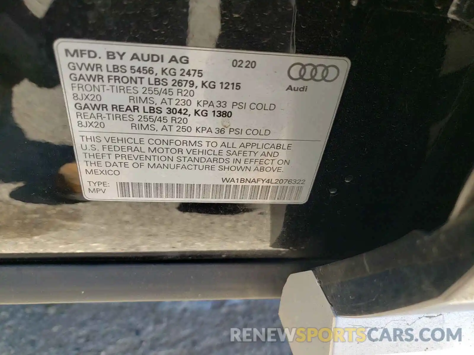 10 Фотография поврежденного автомобиля WA1BNAFY4L2076322 AUDI Q5 2020