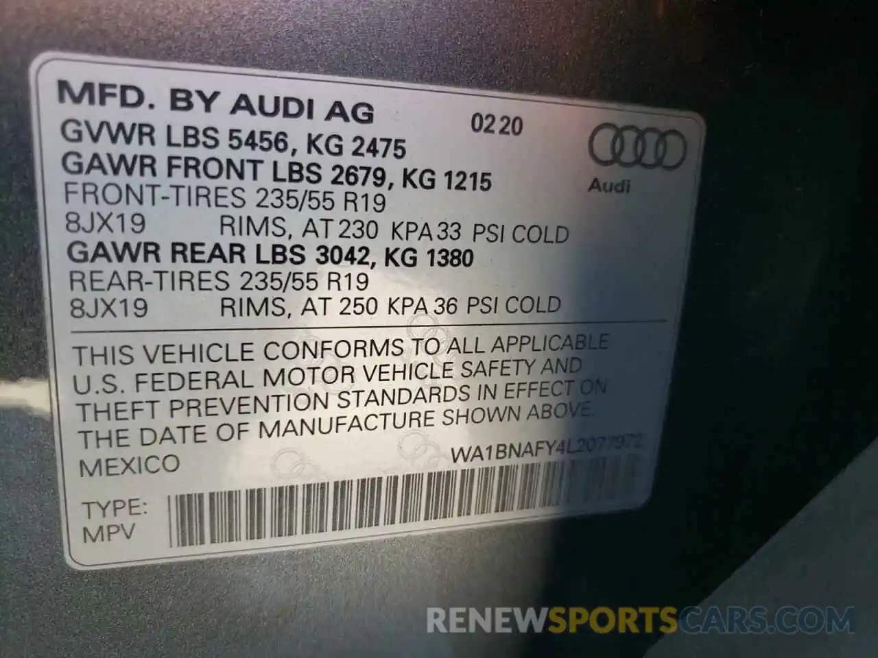 10 Фотография поврежденного автомобиля WA1BNAFY4L2077972 AUDI Q5 2020