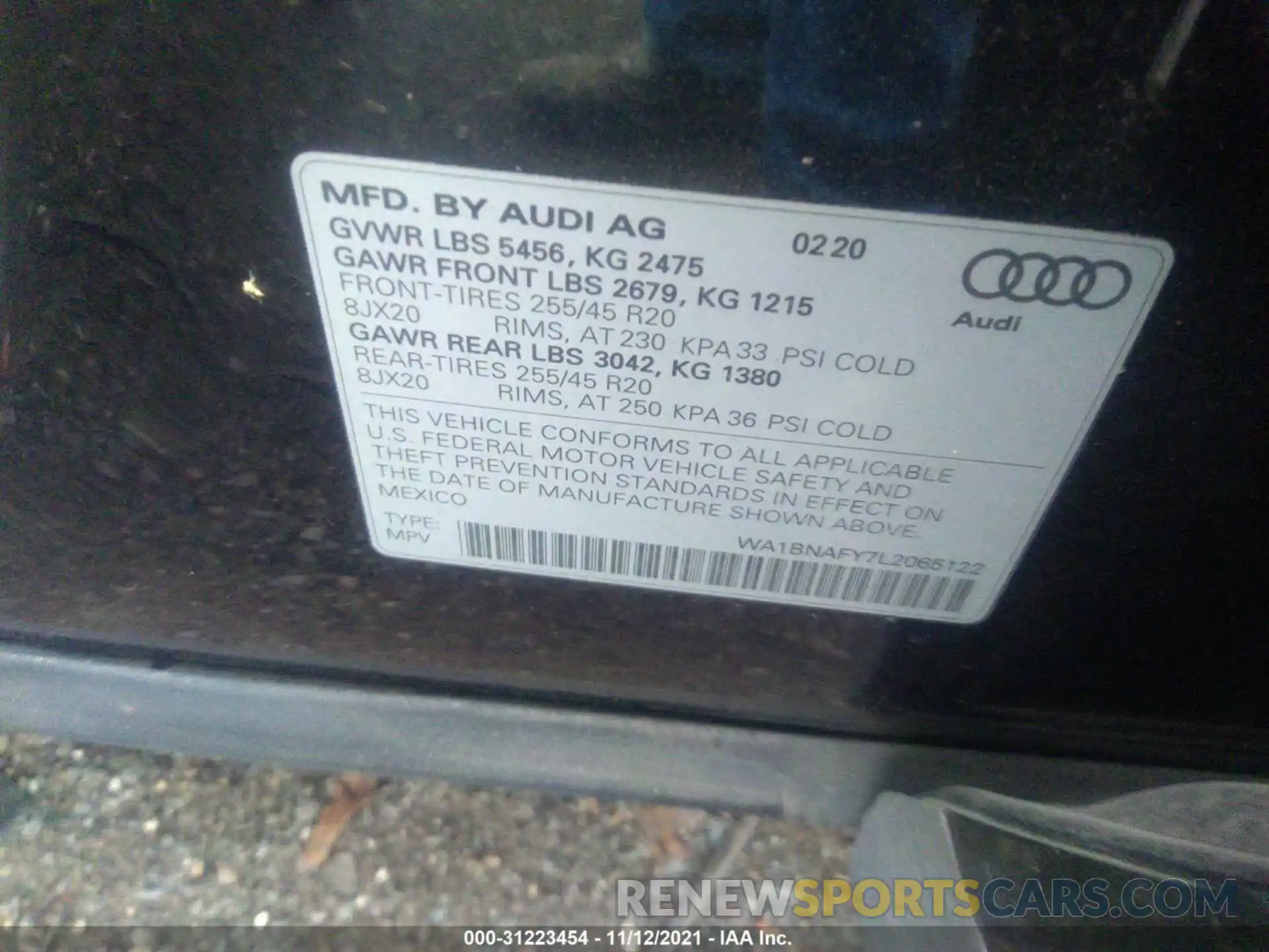 9 Фотография поврежденного автомобиля WA1BNAFY7L2065122 AUDI Q5 2020