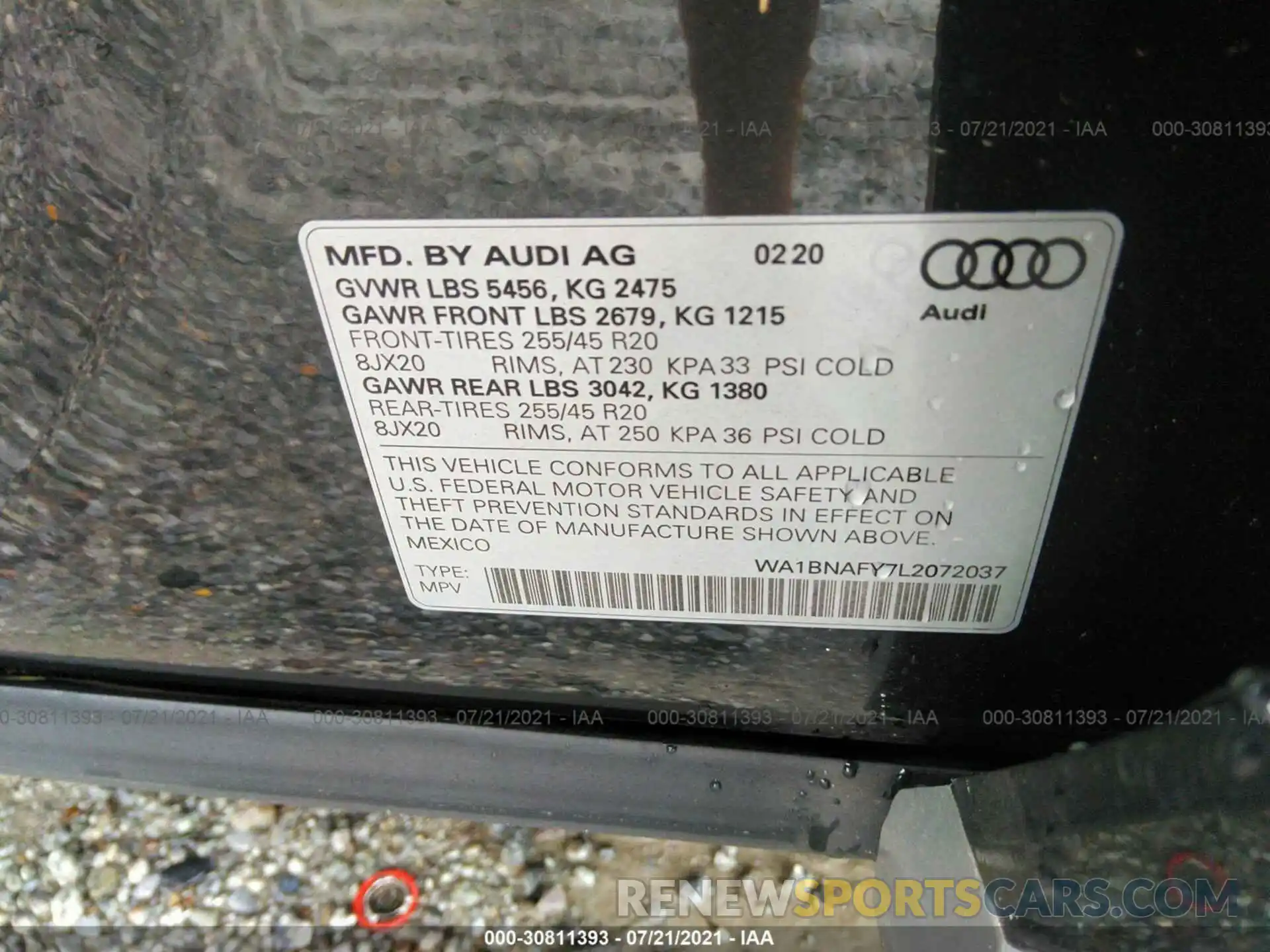 9 Фотография поврежденного автомобиля WA1BNAFY7L2072037 AUDI Q5 2020