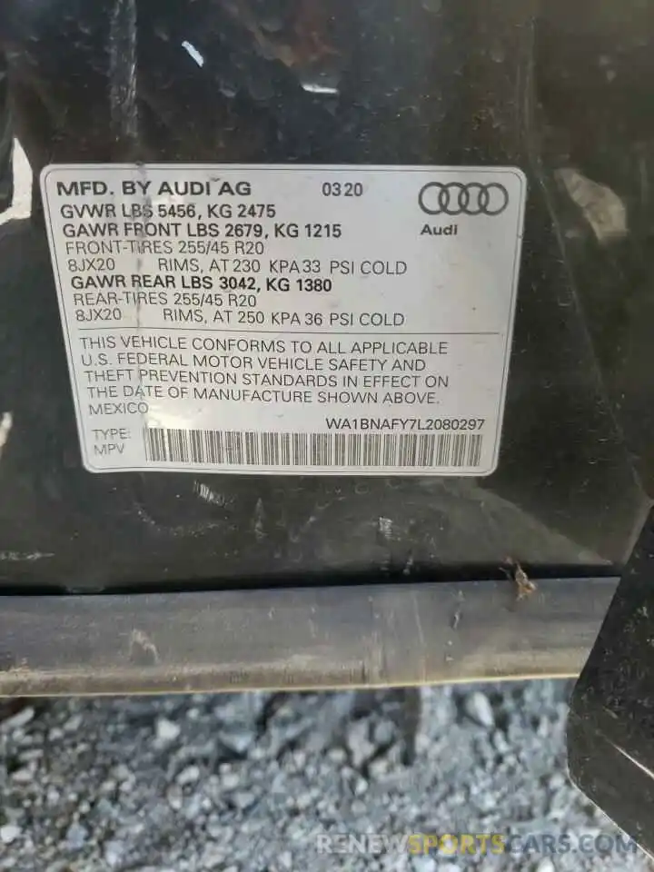 10 Фотография поврежденного автомобиля WA1BNAFY7L2080297 AUDI Q5 2020