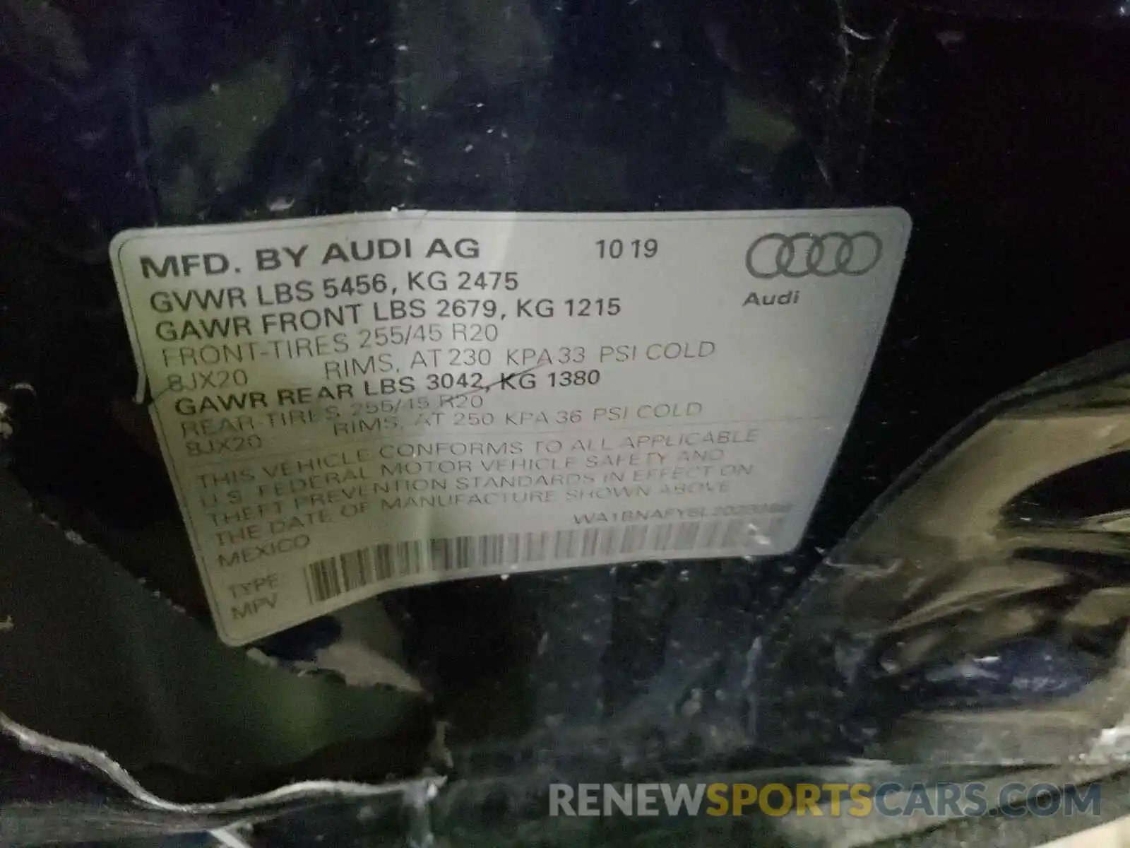 10 Photograph of a damaged car WA1BNAFY8L2029388 AUDI Q5 2020