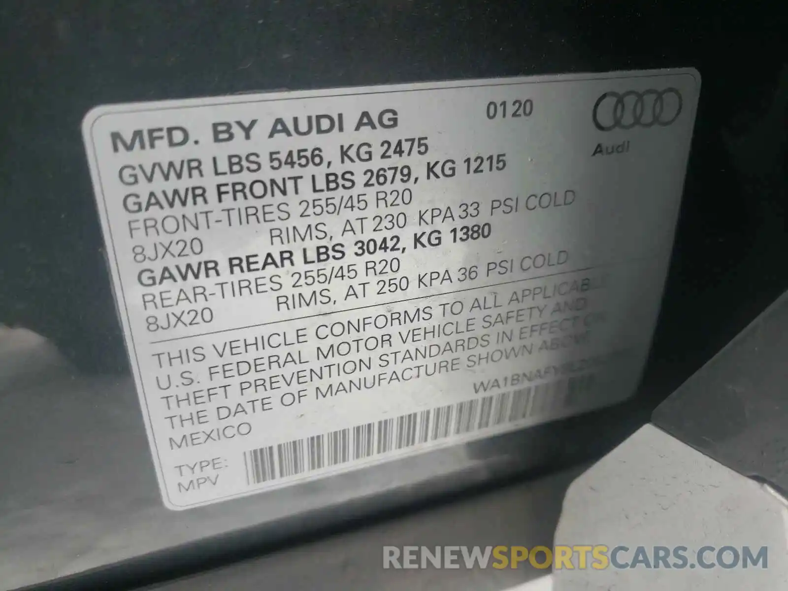 10 Photograph of a damaged car WA1BNAFY8L2062066 AUDI Q5 2020