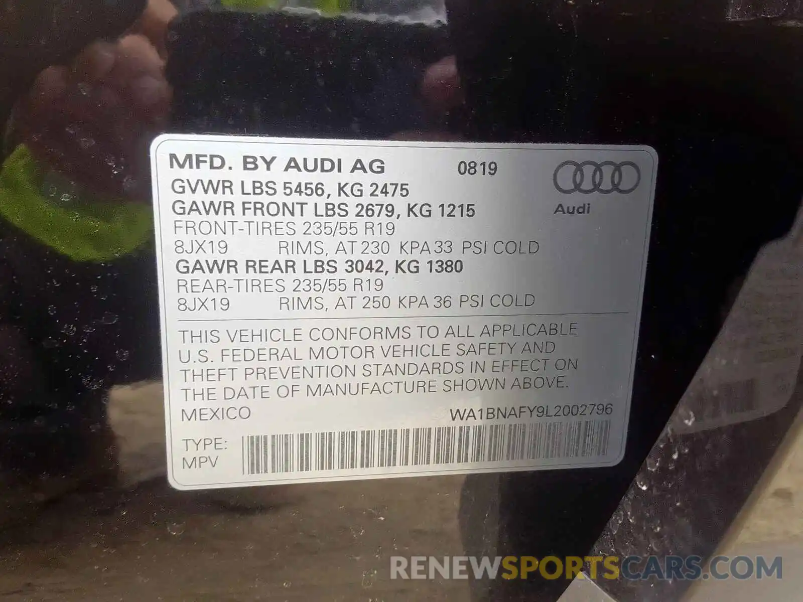 10 Фотография поврежденного автомобиля WA1BNAFY9L2002796 AUDI Q5 2020