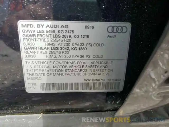 10 Photograph of a damaged car WA1BNAFYXL2015489 AUDI Q5 2020