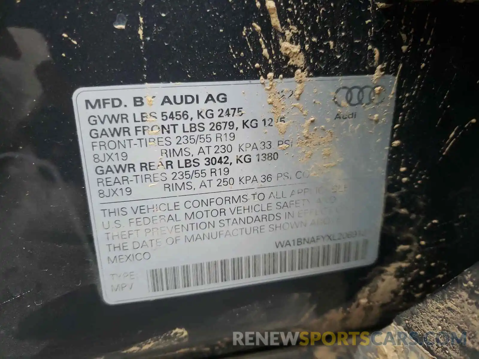 10 Photograph of a damaged car WA1BNAFYXL2069181 AUDI Q5 2020