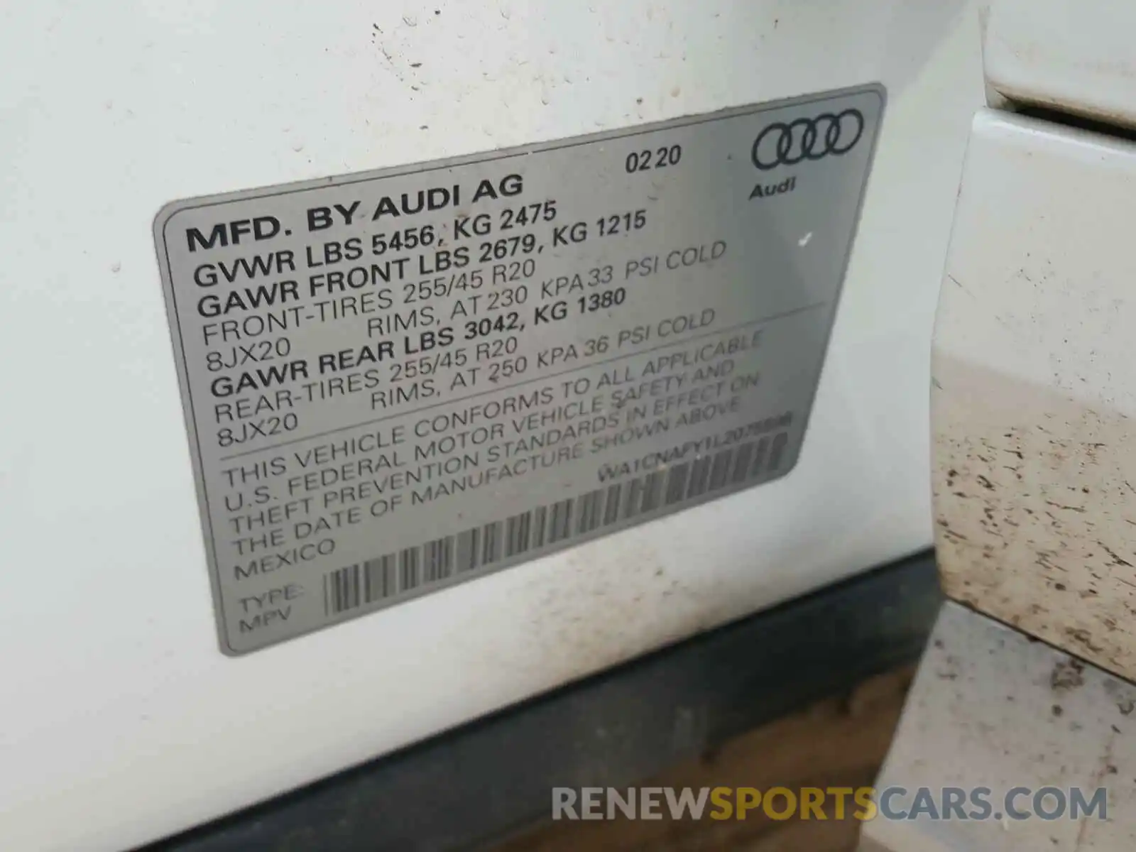 10 Photograph of a damaged car WA1CNAFY1L2075598 AUDI Q5 2020