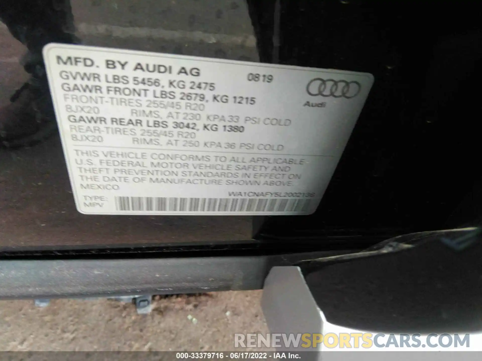 9 Фотография поврежденного автомобиля WA1CNAFY5L2002136 AUDI Q5 2020