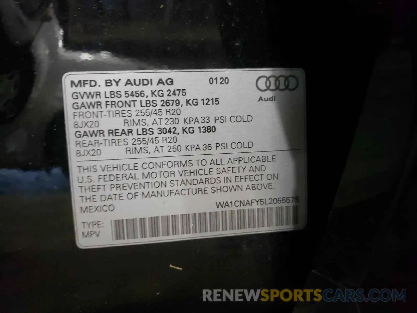 10 Photograph of a damaged car WA1CNAFY5L2055578 AUDI Q5 2020