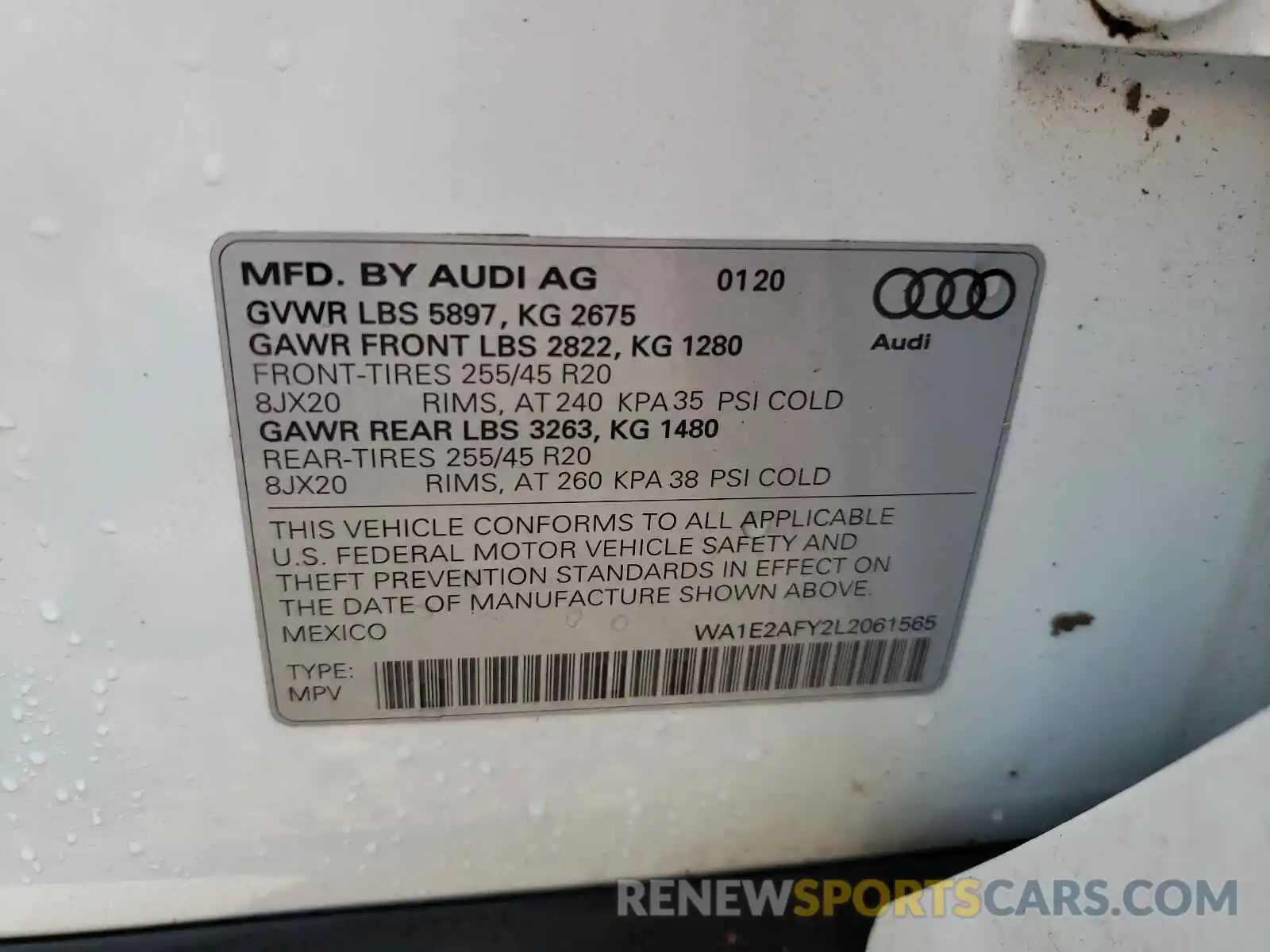 10 Photograph of a damaged car WA1E2AFY2L2061565 AUDI Q5 2020