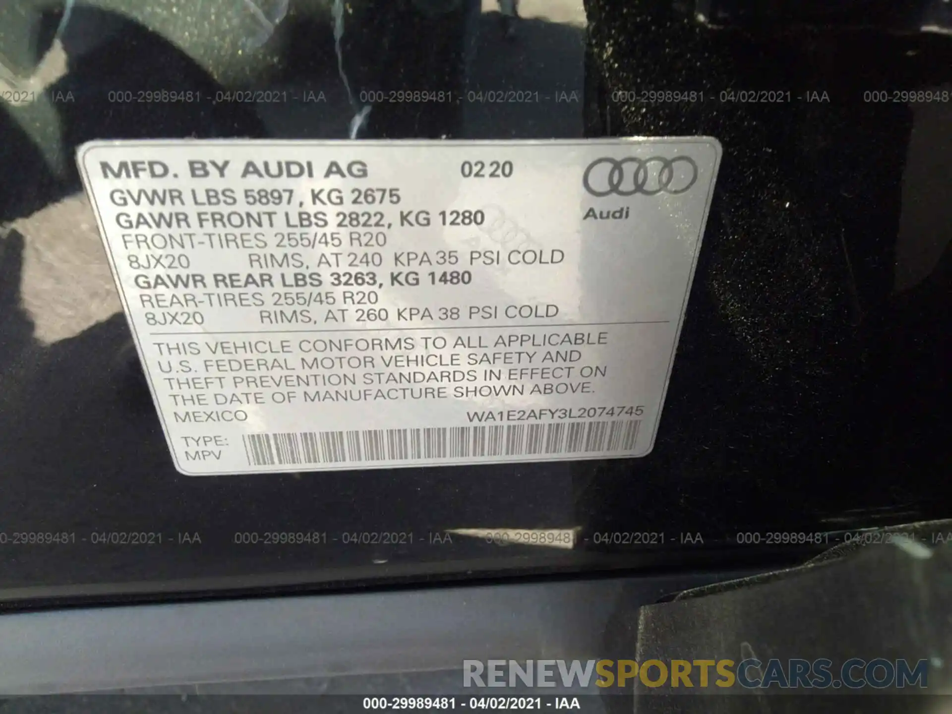 9 Фотография поврежденного автомобиля WA1E2AFY3L2074745 AUDI Q5 2020