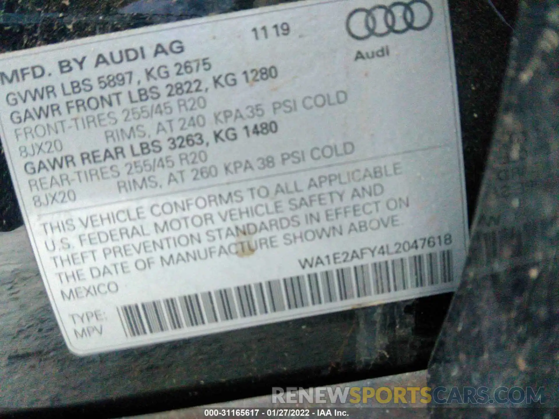 9 Фотография поврежденного автомобиля WA1E2AFY4L2047618 AUDI Q5 2020