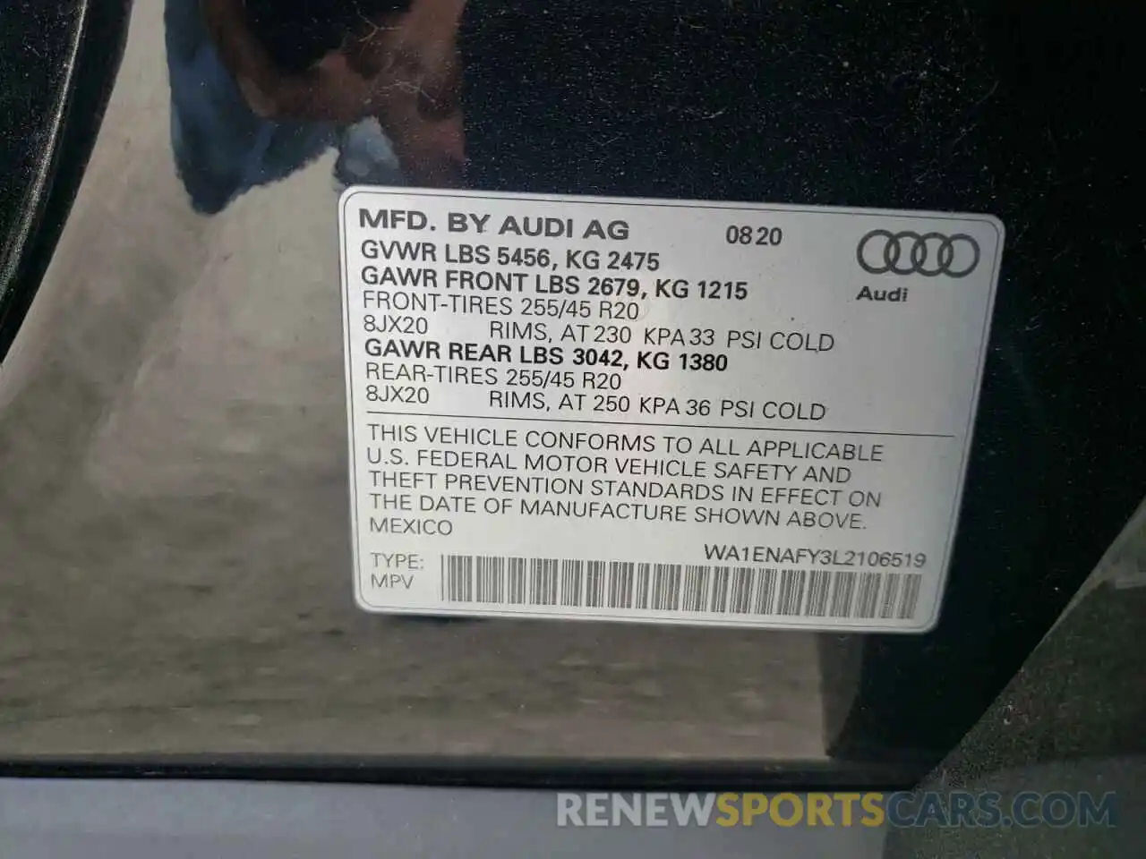 10 Фотография поврежденного автомобиля WA1ENAFY3L2106519 AUDI Q5 2020