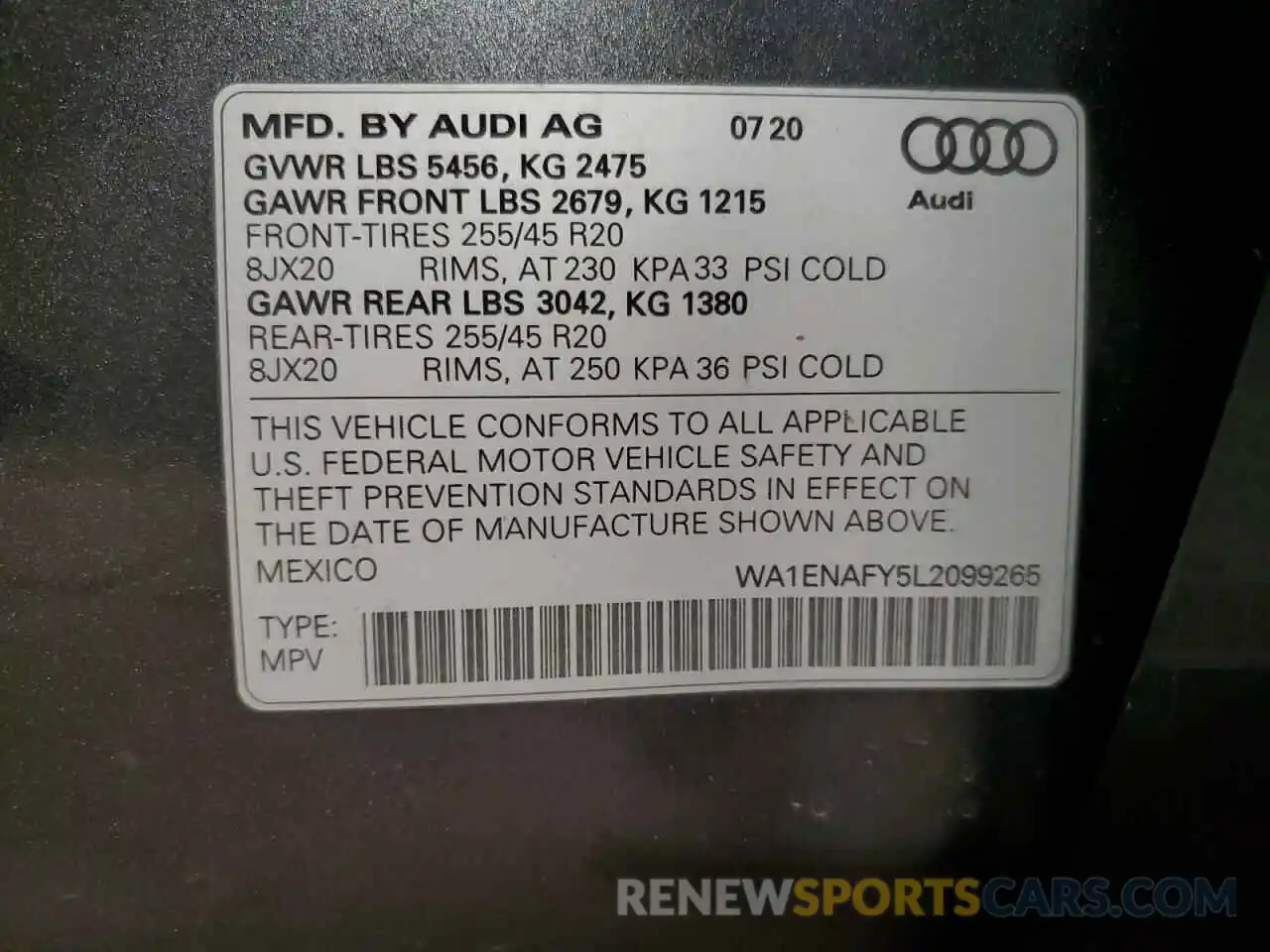 14 Фотография поврежденного автомобиля WA1ENAFY5L2099265 AUDI Q5 2020