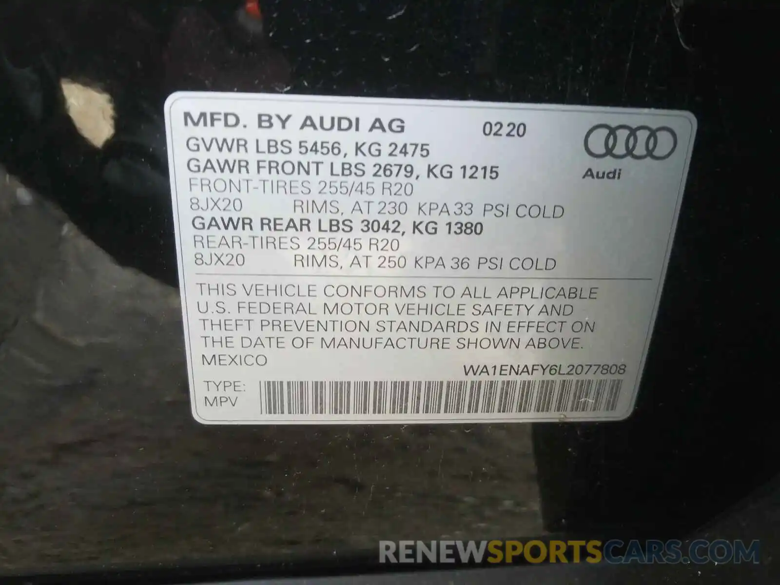 10 Фотография поврежденного автомобиля WA1ENAFY6L2077808 AUDI Q5 2020