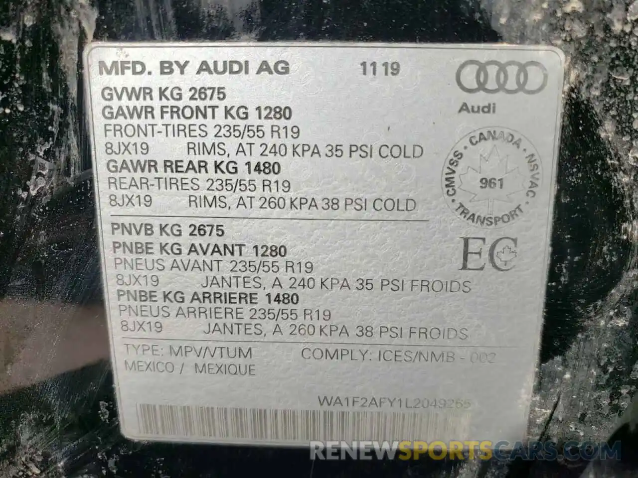 10 Фотография поврежденного автомобиля WA1F2AFY1L2049265 AUDI Q5 2020