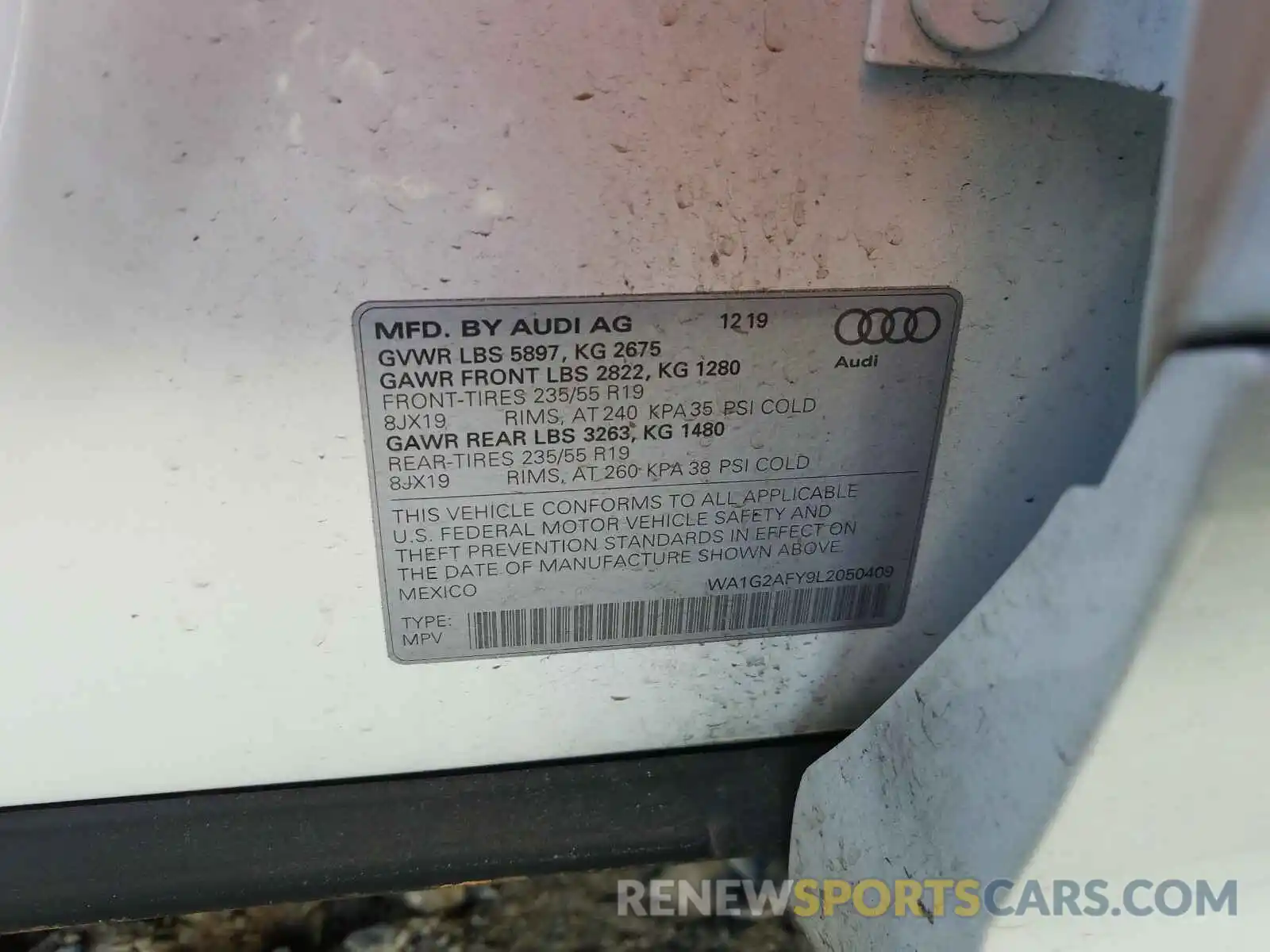 10 Photograph of a damaged car WA1G2AFY9L2050409 AUDI Q5 2020