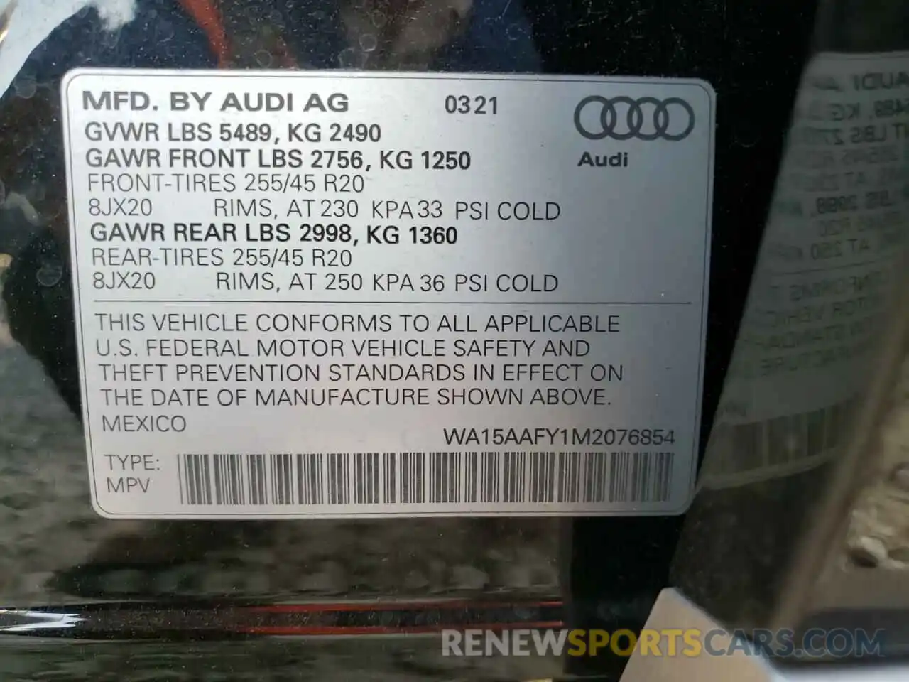 10 Фотография поврежденного автомобиля WA15AAFY1M2076854 AUDI Q5 2021