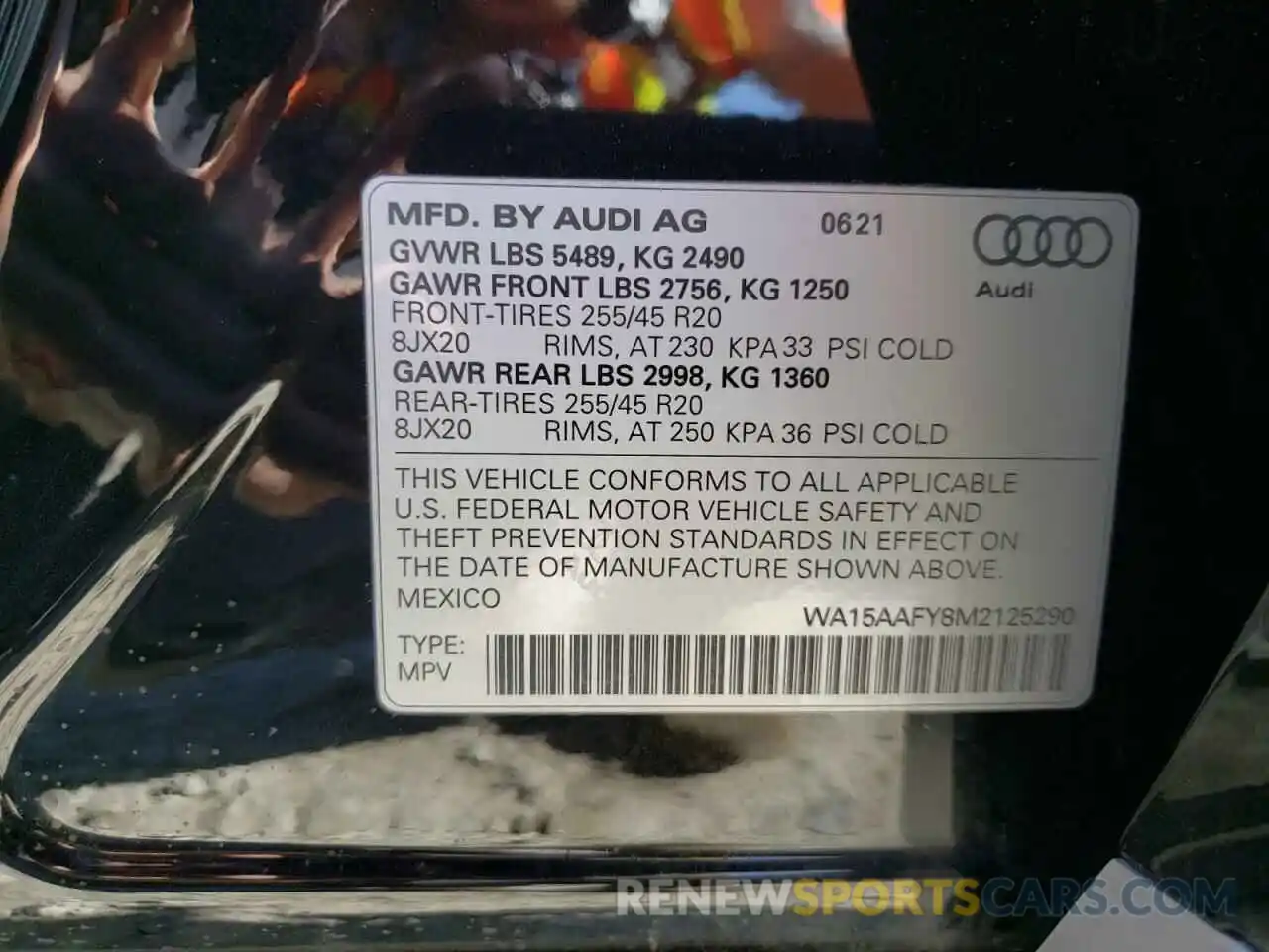 10 Photograph of a damaged car WA15AAFY8M2125290 AUDI Q5 2021