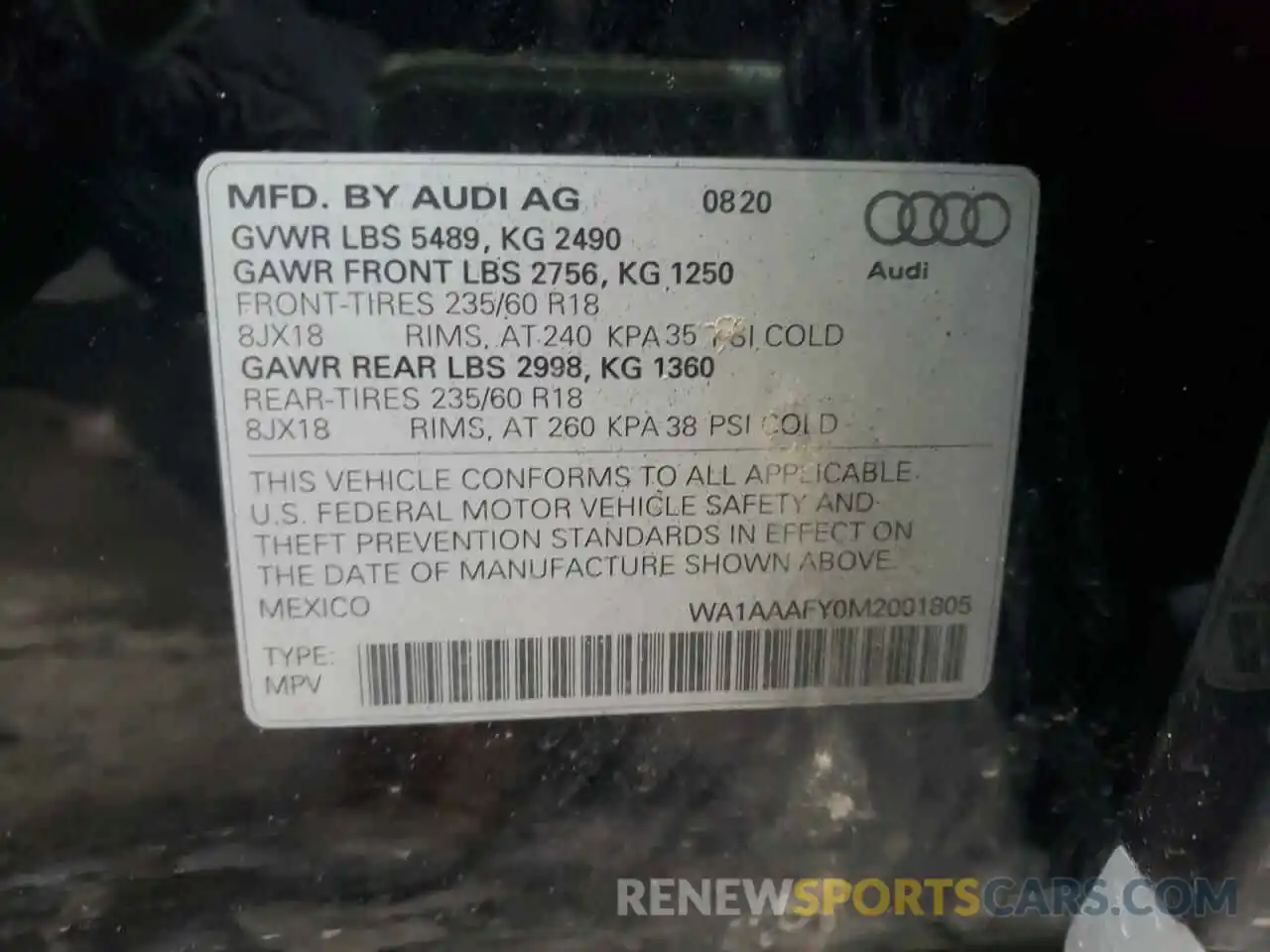 10 Photograph of a damaged car WA1AAAFY0M2001805 AUDI Q5 2021