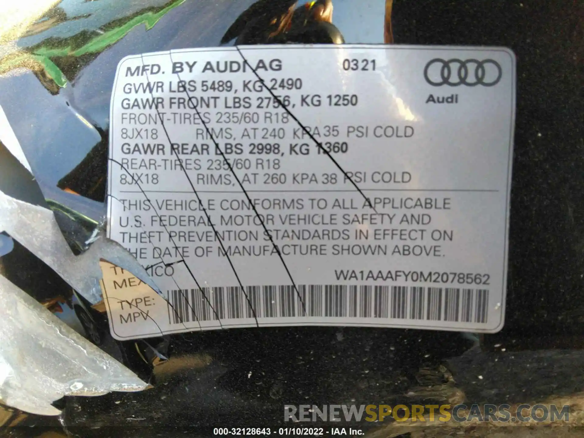 9 Фотография поврежденного автомобиля WA1AAAFY0M2078562 AUDI Q5 2021