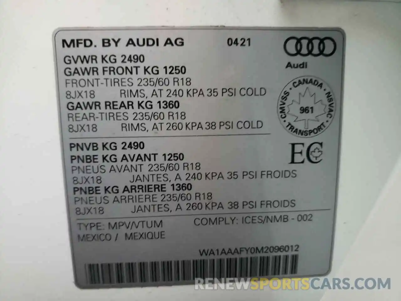 10 Фотография поврежденного автомобиля WA1AAAFY0M2096012 AUDI Q5 2021