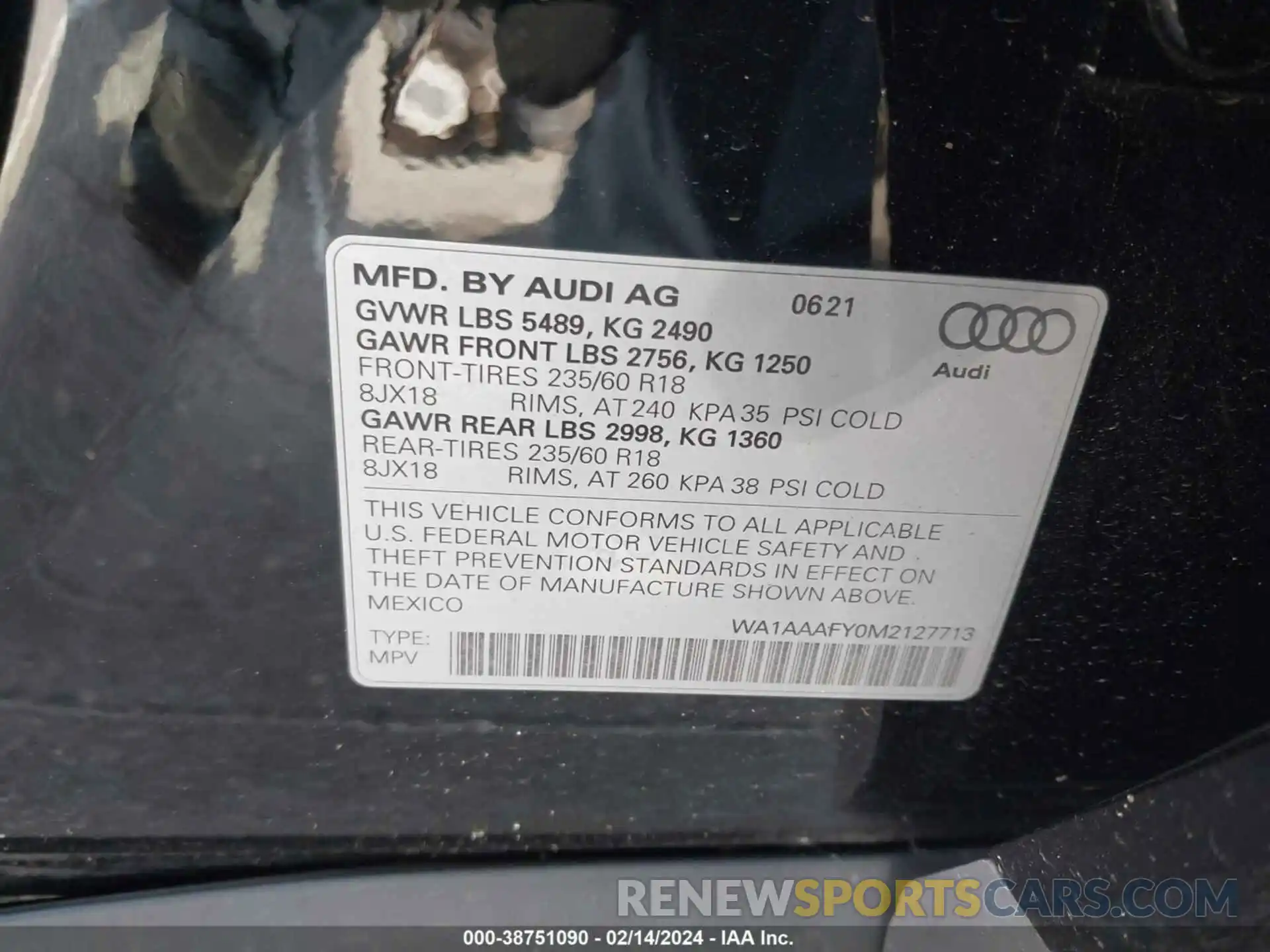 9 Фотография поврежденного автомобиля WA1AAAFY0M2127713 AUDI Q5 2021