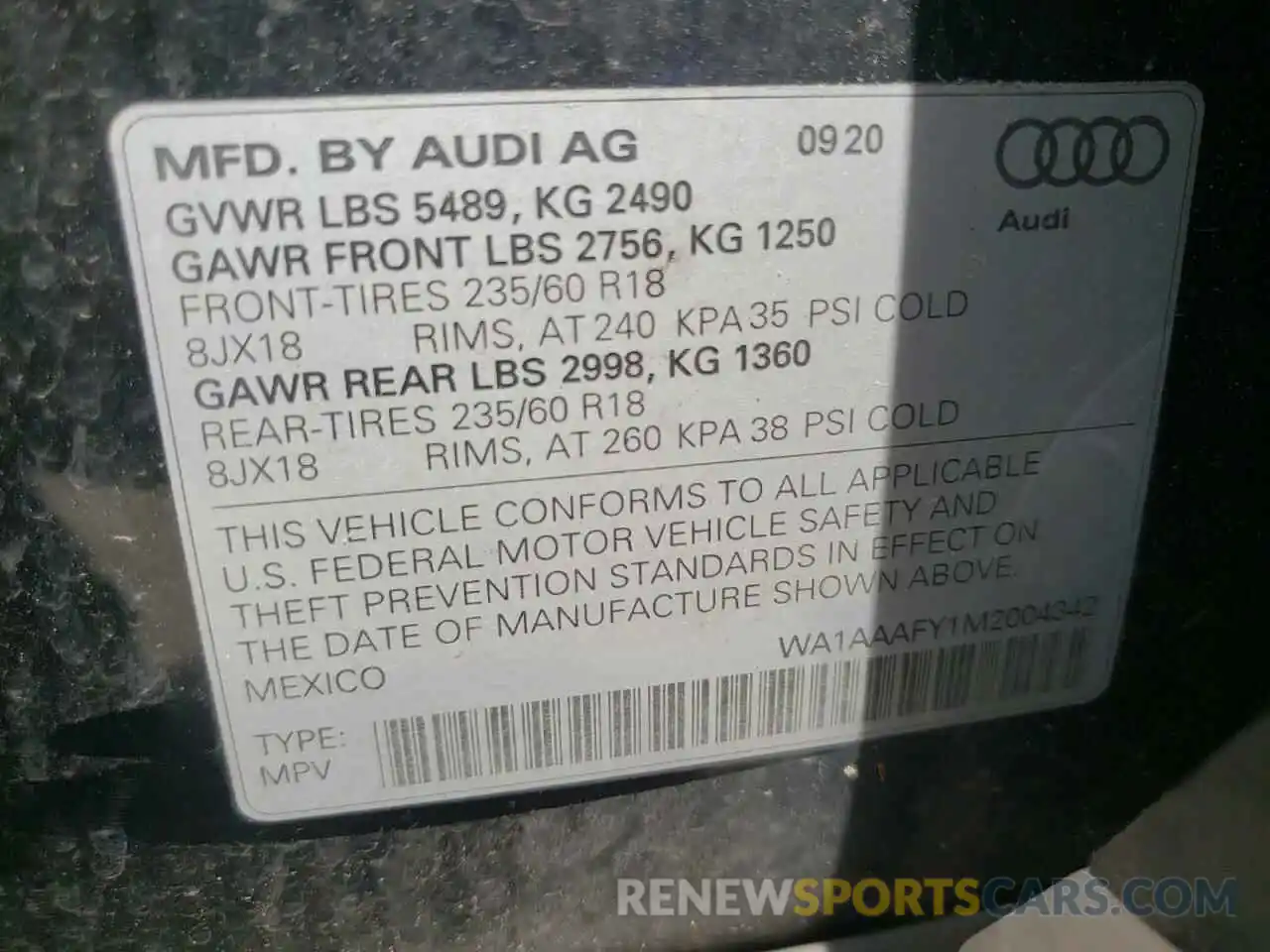 10 Фотография поврежденного автомобиля WA1AAAFY1M2004342 AUDI Q5 2021